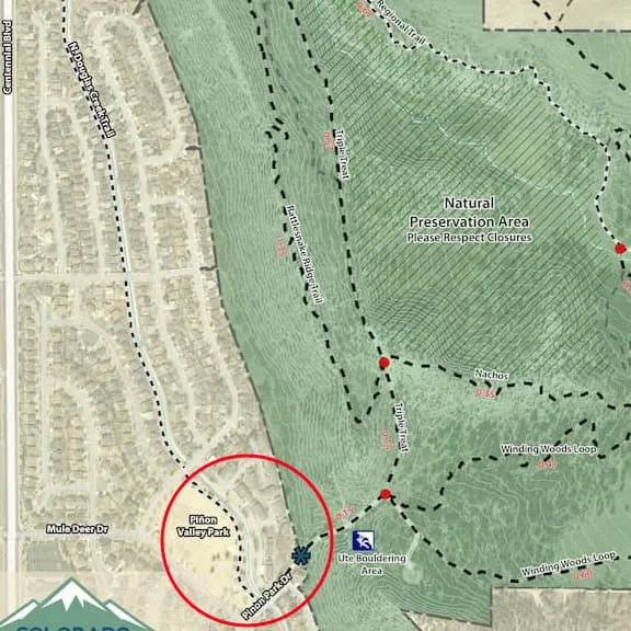 Piñon Valley Park Trailhead map section