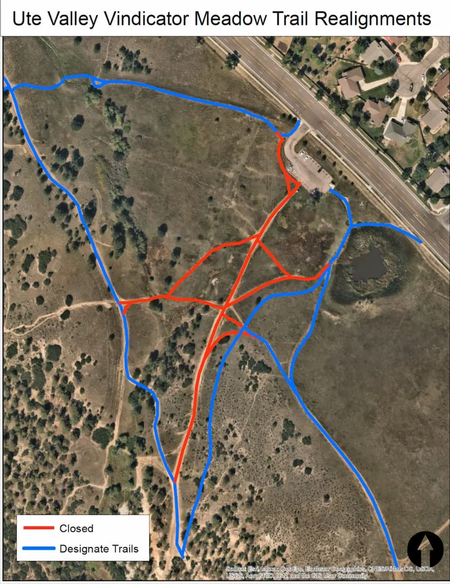 Map of vindicator entrance trail realignments